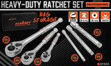 Darrahopens Auto Accessories > Tools Mini Ratchet Spanner 1/2 3/8 1/4 Drive 90 Tooth Extension Bar Workshop With Bag