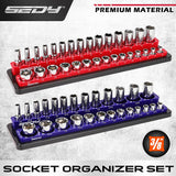 Darrahopens Auto Accessories > Tools SEDY 2Pc 3/8" Drive Magnetic Socket Organizer Metric SAE Sockets Storage Holder