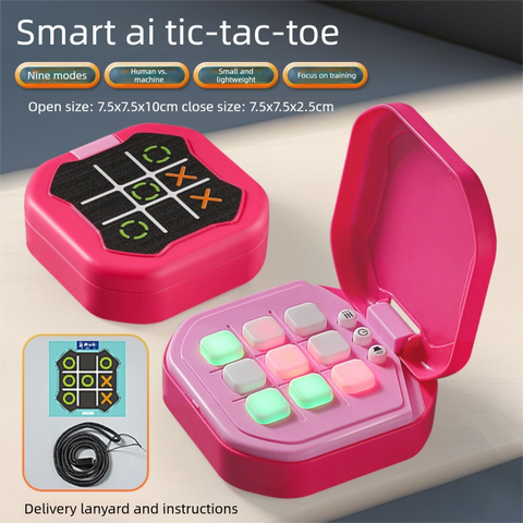 Darrahopens Baby & Kids > Baby & Kid's Toys > Activity Toys 2 Pack Red AI Tic-Tac-Toe Handheld Game Electronic Logic Training Machine with 9 Game Modes and Light-up Buttons for Kids Age 3+ Australian Home Travel