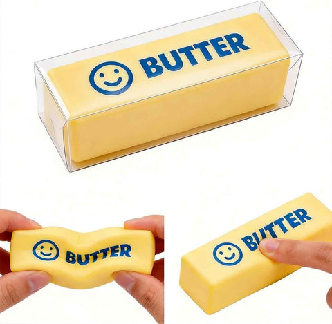 Darrahopens Baby & Kids > Baby & Kid's Toys > Activity Toys 2 PCS Giant Butter Stick Squishy Toy with Smiley Face for Office & School – Slow Rising Stress Reliever to Calm Anxiety (Yellow)