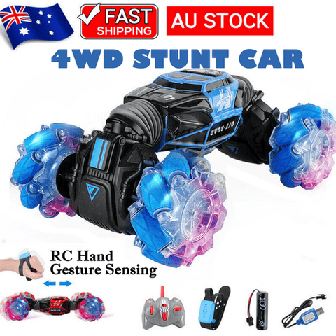 Darrahopens Baby & Kids > Baby & Kid's Toys > Activity Toys 4WD Stunt Car RC Hand Gesture Sensing Off Roader Remote Control Off-Road Gifts Blue