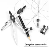 Darrahopens Baby & Kids > Baby & Kid's Toys > Activity Toys Complete 10-Piece Geometry Kit Set – Precision Drafting Tools with Metal Compasses, Rulers, Protractor & Pencil Sharpener – Ideal for Students, Engineers & Artists (Black)