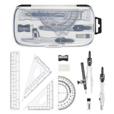 Darrahopens Baby & Kids > Baby & Kid's Toys > Activity Toys Complete 10-Piece Geometry Kit Set – Precision Drafting Tools with Metal Compasses, Rulers, Protractor & Pencil Sharpener – Ideal for Students, Engineers & Artists (Black)