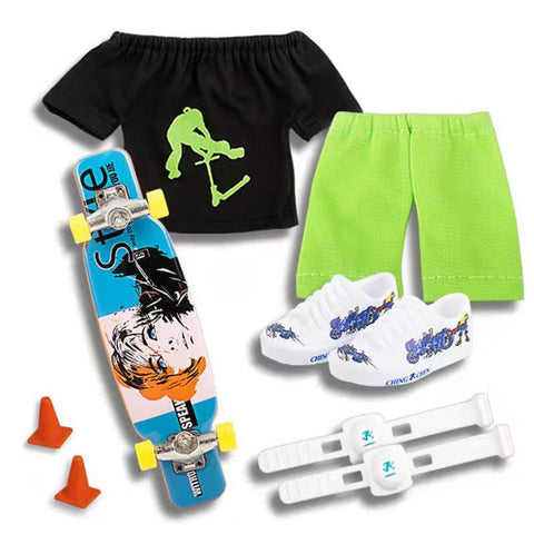 Darrahopens Baby & Kids > Baby & Kid's Toys > Activity Toys Finger Skateboard With Shoes Mini Scooter Finger Toy Set Gripboard Shoes And Pants Finger Skate Board Mini Skateboard 0.04 Black Series