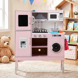 Darrahopens Baby & Kids > Baby & Kid's Toys > Activity Toys Keezi 102cm Wooden Pretend Kitchen Playset With Apron And Food Set1 Pink In Australia - Darrahopens