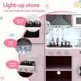 Darrahopens Baby & Kids > Baby & Kid's Toys > Activity Toys Keezi 102cm Wooden Pretend Kitchen Playset With Apron And Food Set1 Pink In Australia - Darrahopens