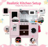 Darrahopens Baby & Kids > Baby & Kid's Toys > Activity Toys Keezi 102cm Wooden Pretend Kitchen Playset With Apron And Food Set1 Pink In Australia - Darrahopens