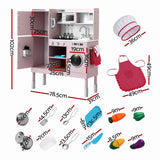 Darrahopens Baby & Kids > Baby & Kid's Toys > Activity Toys Keezi 102cm Wooden Pretend Kitchen Playset With Apron And Food Set1 Pink In Australia - Darrahopens