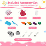 Darrahopens Baby & Kids > Baby & Kid's Toys > Activity Toys Keezi 102cm Wooden Pretend Kitchen Playset With Apron And Food Set1 Pink In Australia - Darrahopens