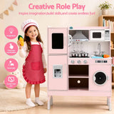 Darrahopens Baby & Kids > Baby & Kid's Toys > Activity Toys Keezi 102cm Wooden Pretend Kitchen Playset With Apron And Food Set1 Pink In Australia - Darrahopens