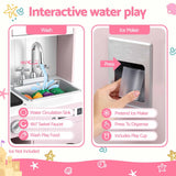 Darrahopens Baby & Kids > Baby & Kid's Toys > Activity Toys Keezi 102cm Wooden Pretend Kitchen Playset With Apron And Food Set1 Pink In Australia - Darrahopens