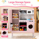 Darrahopens Baby & Kids > Baby & Kid's Toys > Activity Toys Keezi 102cm Wooden Pretend Kitchen Playset With Apron And Food Set1 Pink In Australia - Darrahopens
