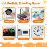 Darrahopens Baby & Kids > Baby & Kid's Toys > Activity Toys Keezi 112cm Wooden Pretend Kitchen Playset Kids Toy Sink Stove Grey In Australia - Darrahopens