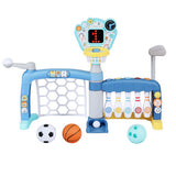 Darrahopens Baby & Kids > Baby & Kid's Toys > Activity Toys Keezi Kids Basketball Hoop Stand Bowling Baseball Golf Game Sports Toys Set Blue