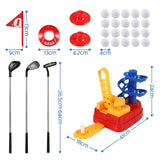 Darrahopens Baby & Kids > Baby & Kid's Toys > Activity Toys Keezi Kids Golf Toy Set with 20 Balls & 3 Adjustable Clubs, Foot Pedal Ball Launcher Portable Training Toy, Indoor Outdoor Backyard Sports Game for Ages 3-8 In Australia - Darrahopens