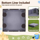 Darrahopens Baby & Kids > Baby & Kid's Toys > Activity Toys Keezi Kids Sandpit Sandbox With Cover 4 Seats Outdoor Sand Box Brown In Australia - Darrahopens