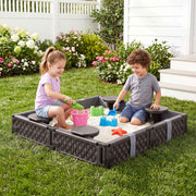 Darrahopens Baby & Kids > Baby & Kid's Toys > Activity Toys Keezi Kids Sandpit Sandbox With Cover 4 Seats Outdoor Sand Box Brown In Australia - Darrahopens