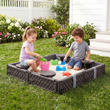 Darrahopens Baby & Kids > Baby & Kid's Toys > Activity Toys Keezi Kids Sandpit Sandbox With Cover 4 Seats Outdoor Sand Box Brown In Australia - Darrahopens