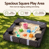 Darrahopens Baby & Kids > Baby & Kid's Toys > Activity Toys Keezi Kids Sandpit Sandbox With Cover 4 Seats Outdoor Sand Box Brown In Australia - Darrahopens