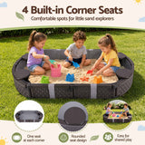 Darrahopens Baby & Kids > Baby & Kid's Toys > Activity Toys Keezi Kids Sandpit Toys Outdoor Sandbox Oval Sand Pit 4 Seats Grey Cover In Australia - Darrahopens