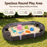 Darrahopens Baby & Kids > Baby & Kid's Toys > Activity Toys Keezi Kids Sandpit Toys Outdoor Sandbox Oval Sand Pit 4 Seats Grey Cover In Australia - Darrahopens