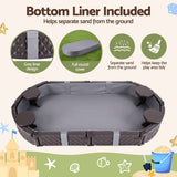 Darrahopens Baby & Kids > Baby & Kid's Toys > Activity Toys Keezi Kids Sandpit Toys Outdoor Sandbox Oval Sand Pit 4 Seats Grey Cover In Australia - Darrahopens