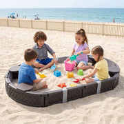 Darrahopens Baby & Kids > Baby & Kid's Toys > Activity Toys Keezi Kids Sandpit Toys Outdoor Sandbox Oval Sand Pit 4 Seats Grey Cover In Australia - Darrahopens