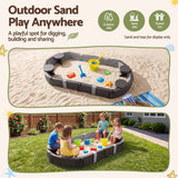 Darrahopens Baby & Kids > Baby & Kid's Toys > Activity Toys Keezi Kids Sandpit Toys Outdoor Sandbox Oval Sand Pit 4 Seats Grey Cover In Australia - Darrahopens