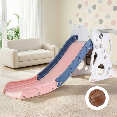 Darrahopens Baby & Kids > Baby & Kid's Toys > Activity Toys Keezi Kids Slide Set Basketball Hoop Ring Outdoor Playground Toy Rabbit 147cm