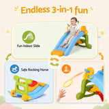 Darrahopens Baby & Kids > Baby & Kid's Toys > Activity Toys Keezi Kids Slide Set Toddler Indoor Playset Rocking Horse Ring Toss Multi Colour