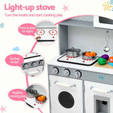 Darrahopens Baby & Kids > Baby & Kid's Toys > Activity Toys Keezi Wooden Play Kitchen Pretend Kitchen 82cm Kids Toy Food Set Grey In Australia - Darrahopens