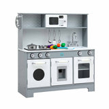 Darrahopens Baby & Kids > Baby & Kid's Toys > Activity Toys Keezi Wooden Play Kitchen Pretend Kitchen 82cm Kids Toy Food Set Grey In Australia - Darrahopens