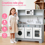Darrahopens Baby & Kids > Baby & Kid's Toys > Activity Toys Keezi Wooden Play Kitchen Pretend Kitchen 82cm Kids Toy Food Set Grey In Australia - Darrahopens