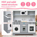 Darrahopens Baby & Kids > Baby & Kid's Toys > Activity Toys Keezi Wooden Play Kitchen Pretend Kitchen 82cm Kids Toy Food Set Grey In Australia - Darrahopens