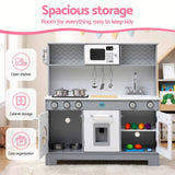 Darrahopens Baby & Kids > Baby & Kid's Toys > Activity Toys Keezi Wooden Play Kitchen Pretend Kitchen 82cm Kids Toy Food Set Grey In Australia - Darrahopens