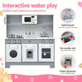 Darrahopens Baby & Kids > Baby & Kid's Toys > Activity Toys Keezi Wooden Play Kitchen Pretend Kitchen 82cm Kids Toy Food Set Grey In Australia - Darrahopens