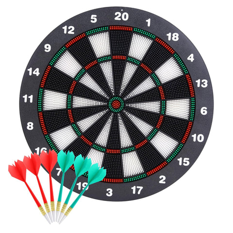 Darrahopens Baby & Kids > Baby & Kid's Toys > Activity Toys Safety Dart Board Set with 6 Soft Tip Darts: 16-Inch Rubber Dartboard for Family, Office & Party Leisure Sport