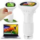 Darrahopens Baby & Kids > Baby & Kid's Toys > Activity Toys Student Digital Microscope for Kids – Portable 1000x Magnification Handheld Scope with 2 Inch HD Screen, LED Light & Photo Storage, Ideal for Science Class and Outdoor Exploration (White)