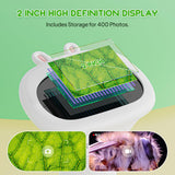 Darrahopens Baby & Kids > Baby & Kid's Toys > Activity Toys Student Digital Microscope for Kids – Portable 1000x Magnification Handheld Scope with 2 Inch HD Screen, LED Light & Photo Storage, Ideal for Science Class and Outdoor Exploration (White)