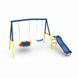 Darrahopens Baby & Kids > Baby & Kid's Toys > Activity Toys Swing Sets with Kids Slide for Backyard Outdoor, Metal and PE