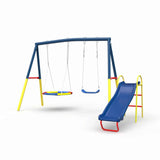Darrahopens Baby & Kids > Baby & Kid's Toys > Activity Toys Swing Sets with Kids Slide for Backyard Outdoor, Metal and PE