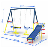Darrahopens Baby & Kids > Baby & Kid's Toys > Activity Toys Swing Sets with Kids Slide for Backyard Outdoor, Metal and PE