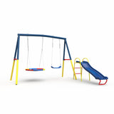 Darrahopens Baby & Kids > Baby & Kid's Toys > Activity Toys Swing Sets with Kids Slide for Backyard Outdoor, Metal and PE