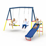 Darrahopens Baby & Kids > Baby & Kid's Toys > Activity Toys Swing Sets with Kids Slide for Backyard Outdoor, Metal and PE