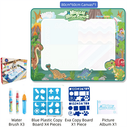 Darrahopens Baby & Kids > Baby & Kid's Toys > Art & Drawing Toys 80x60CM Dinosaur World Water Doodle Mat - Mess-Free Prehistoric Educational Aqua Toy, Deluxe 10-Piece Set