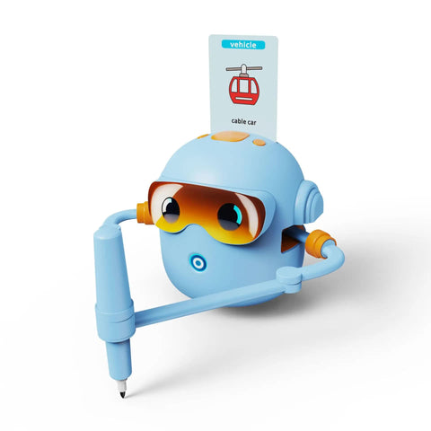 Darrahopens Baby & Kids > Baby & Kid's Toys > Art & Drawing Toys Blue smart Drawing & Learning Robot Toy with 100 Cards - Drawing & Vocabulary Educational Companion for Kids, Quick Card-Insert Recognition