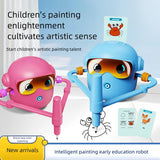 Darrahopens Baby & Kids > Baby & Kid's Toys > Art & Drawing Toys Blue smart Drawing & Learning Robot Toy with 100 Cards - Drawing & Vocabulary Educational Companion for Kids, Quick Card-Insert Recognition