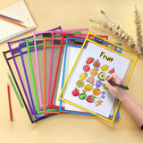 Darrahopens Baby & Kids > Baby & Kid's Toys > Art & Drawing Toys Erasable and Writable Folders - Pack of 30 | Includes 30 water-based whiteboard markers and 1 eraser - Transparent plastic folders/protective sleeves - Drawing and tracing bags for young children - Erasable and writable - Random colors