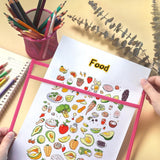 Darrahopens Baby & Kids > Baby & Kid's Toys > Art & Drawing Toys Erasable and Writable Folders - Pack of 30 | Includes 30 water-based whiteboard markers and 1 eraser - Transparent plastic folders/protective sleeves - Drawing and tracing bags for young children - Erasable and writable - Random colors
