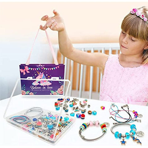 Darrahopens Baby & Kids > Baby & Kid's Toys > Art & Drawing Toys Unicorn & Mermaid Charm Bracelet Craft Kit for Girls